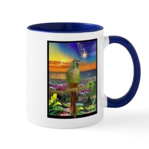 cafepress green cheeked conure star gazer mugs ceramic coffee mug, tea cup 11 oz