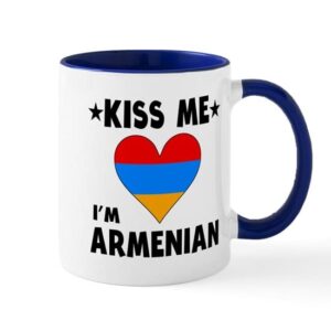 cafepress kiss me i’m armenian mugs ceramic coffee mug, tea cup 11 oz