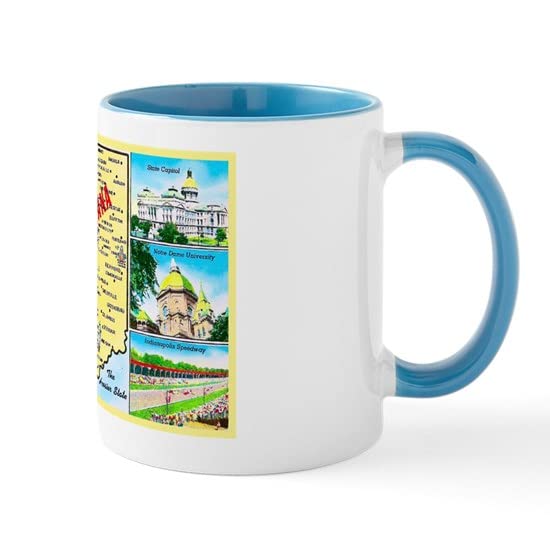 CafePress Indiana Map Greetings Mug Ceramic Coffee Mug, Tea Cup 11 oz