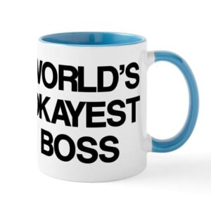 cafepress world’s okayest boss mug ceramic coffee mug, tea cup 11 oz