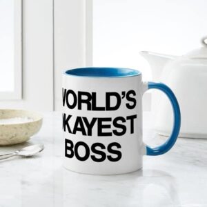 CafePress World's Okayest Boss Mug Ceramic Coffee Mug, Tea Cup 11 oz