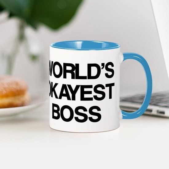 CafePress World's Okayest Boss Mug Ceramic Coffee Mug, Tea Cup 11 oz