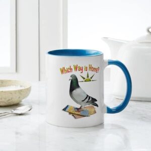 CafePress Which Way Is Home? Fun Lost Pigeon Art Mugs Ceramic Coffee Mug, Tea Cup 11 oz
