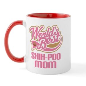 cafepress shih poo dog mom mug ceramic coffee mug, tea cup 11 oz