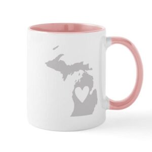 cafepress heart michigan mug ceramic coffee mug, tea cup 11 oz