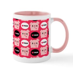 cafepress kawaii i love pigs mug ceramic coffee mug, tea cup 11 oz