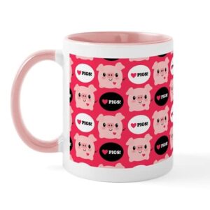 CafePress Kawaii I Love Pigs Mug Ceramic Coffee Mug, Tea Cup 11 oz