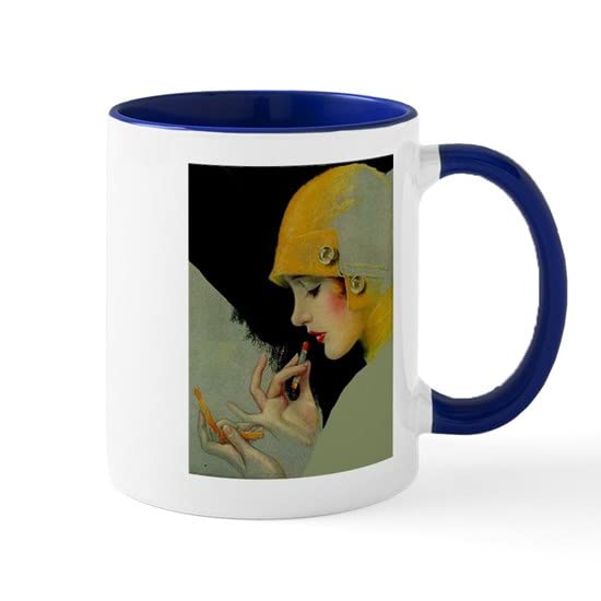 CafePress Art Deco Roaring 20S Flapper With Lipstick Mugs Ceramic Coffee Mug, Tea Cup 11 oz