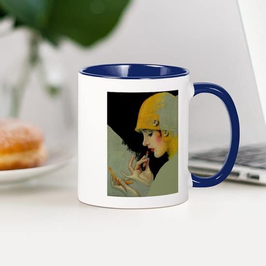 CafePress Art Deco Roaring 20S Flapper With Lipstick Mugs Ceramic Coffee Mug, Tea Cup 11 oz