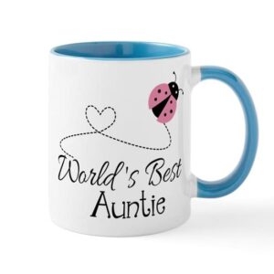 cafepress world’s best auntie ladybug mug ceramic coffee mug, tea cup 11 oz