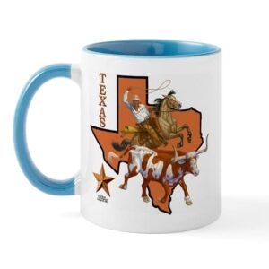 cafepress texas cowboy & longhorn mug ceramic coffee mug, tea cup 11 oz