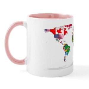 cafepress world flags map mug ceramic coffee mug, tea cup 11 oz