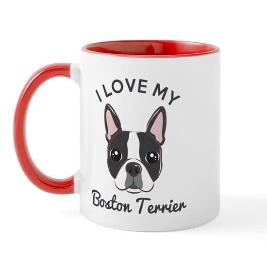 CafePress I Love My Boston Terrier Mug Mugs Ceramic Coffee Mug, Tea Cup 11 oz