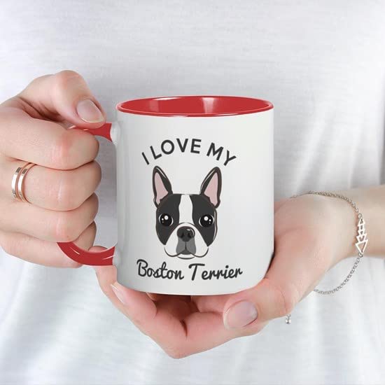 CafePress I Love My Boston Terrier Mug Mugs Ceramic Coffee Mug, Tea Cup 11 oz