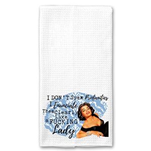 i don’t spew profanities, i enunciate them clearly like a f*cking lady funny vintage 1950’s housewife pin-up girl waffle weave microfiber towel kitchen linen gift for her bff