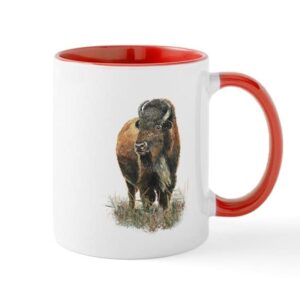 cafepress watercolor buffalo bison animal art mugs ceramic coffee mug, tea cup 11 oz