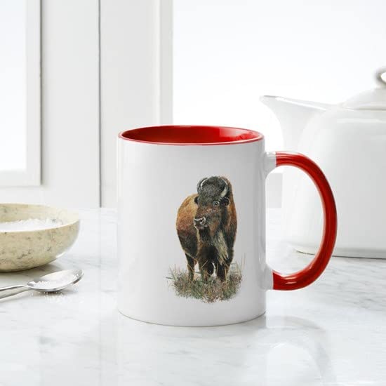 CafePress Watercolor Buffalo Bison Animal Art Mugs Ceramic Coffee Mug, Tea Cup 11 oz