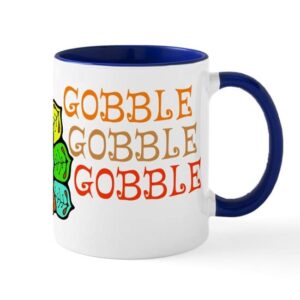 cafepress gobble gobble gobble colorful turkey mugs ceramic coffee mug, tea cup 11 oz