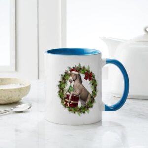 CafePress Donkey Santa Hat Inside Wreath Mugs Ceramic Coffee Mug, Tea Cup 11 oz