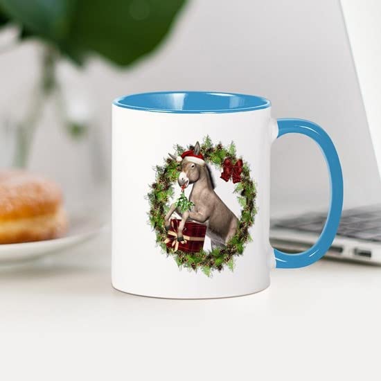 CafePress Donkey Santa Hat Inside Wreath Mugs Ceramic Coffee Mug, Tea Cup 11 oz