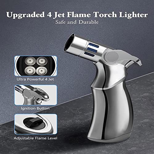 Windproof Lighters Torch Candle Lighters Butane Refillable Jet Flame Lighter Windproof Lighters Butane Refillable for Camping Grill,Pipe,Candle,BBQ