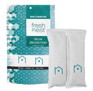 fresh nest shoe deodorizer (2-pack) – odor eliminator, freshener for sneakers, gym bags, and lockers