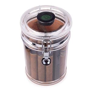 Mantello Cigar Humidor Jar- Acrylic Humidor with Hygrometer for Cigar Humidor, Airtight Lid & Humidifier- Acrylic Humidors for Cigars with Cedar Wood Lining, Holds 18 Cigars