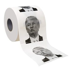 rulyyo donald trump toilet paper – funny novelty gag political gag gift bathroom tissue, 3 ply, 300 sheets, 1 roll – hilarious white elephant gift christmas stocking stuffer birthday gift