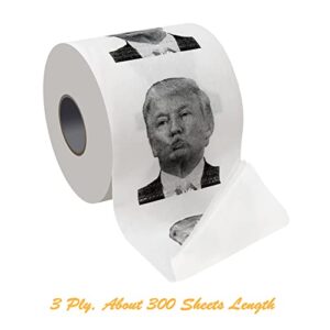 Rulyyo Donald Trump Toilet Paper - Funny Novelty Gag Political Gag Gift Bathroom Tissue, 3 Ply, 300 Sheets, 1 Roll - Hilarious White Elephant Gift Christmas Stocking Stuffer Birthday Gift