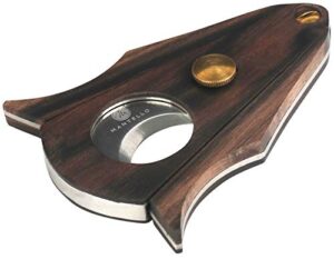 mantello cigars cigar cutter guillotine – gift for men, wood, double blade cigar cutter with lock system – stainless steel in gift box