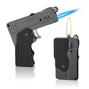 morisk torch lighter switchable soft / jet flame, butane pipe lighter refillable with lockable function, cool foldable lighters unique gift for men(butane not included)
