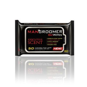 mangroomer biz wipes flushable moist personal wipes engineered for men, executive scent, 50 wipes (pack of 6), 300 count