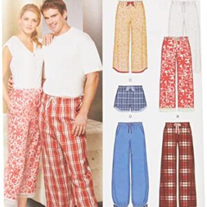 Simplicity U06859A New Look Sewing Misses' and Mens' Pajama Pants and Shorts Sewing Pattern Kit, Code 6859, Sizes XS-XL