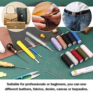 Upholstery Repair Sewing Kit, Heavy Duty Sewing Kit with Leather Sewing Needles, Curved Needles, Upholstery Thread, Sewing Awl, Seam Ripper, Leather Sewing Kit for Tent, Sofa, Canvas, Shoes, Carpet