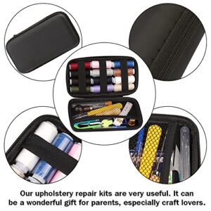 Upholstery Repair Sewing Kit, Heavy Duty Sewing Kit with Leather Sewing Needles, Curved Needles, Upholstery Thread, Sewing Awl, Seam Ripper, Leather Sewing Kit for Tent, Sofa, Canvas, Shoes, Carpet