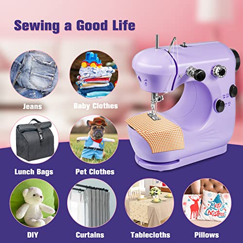 Sewing Machine, Mini Sewing Machine for Beginners, 2-Speed Portable Sewing Machine with Extension Table, Light, Easy to Use & Store, Best Gift for Kids Women Household and Travel - Safe Sewing Kit