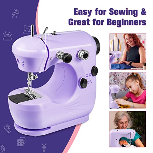 Sewing Machine, Mini Sewing Machine for Beginners, 2-Speed Portable Sewing Machine with Extension Table, Light, Easy to Use & Store, Best Gift for Kids Women Household and Travel - Safe Sewing Kit