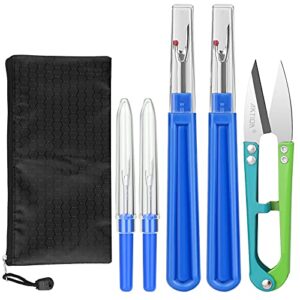 seam ripper, sewing stitch ripper and thread remover tool kit, 2big+2small thread cutter and 1 thread snips (blue)