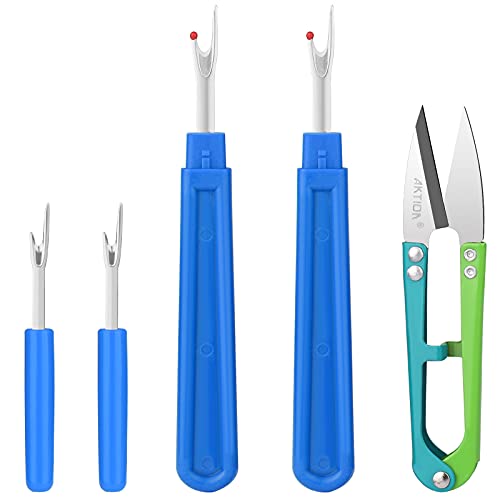Seam Ripper, Sewing Stitch Ripper and Thread Remover Tool Kit, 2Big+2Small Thread Cutter and 1 Thread Snips (Blue)