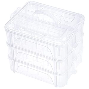 new brothread 3 layers stackable clear storage box/organizer for holding 60 spools home embroidery & sewing thread and other embroidery sewing crafts (spool size requirement: h≤2.2″; w≤1.69″)