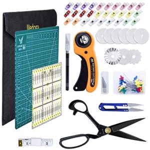 medoga 104pcs rotary cutters, rotary cutter set with cutting mat, patchwork ruler, carving knife, rotary cutter kit for sewing and quilting