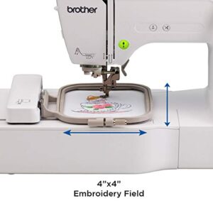 Brother PE535 Embroidery Machine, 80 Built-in Designs, 4" x 4" Hoop Area, Large 3.2" LCD Touchscreen, USB Port, 9 Font Styles