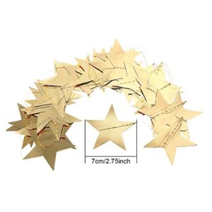 Glitter Star Garland Banner Decoration, 130 Feet Bright Gold Star Hanging Bunting Banner Backdrop for Engagement Wedding Baby Shower Birthday Christmas Decor (Gold)