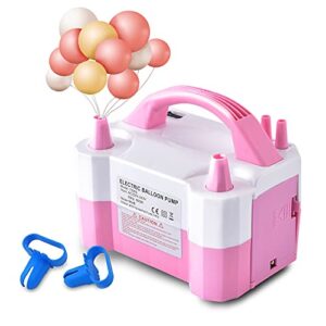 yikeda electric air balloon pump, portable dual nozzle electric balloon inflator/blower for party decoration,used to quickly fill balloons – 110v 600w [pink]