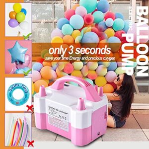 YIKEDA Electric Air Balloon Pump, Portable Dual Nozzle Electric Balloon Inflator/Blower for Party Decoration,Used to Quickly Fill Balloons - 110V 600W [Pink]