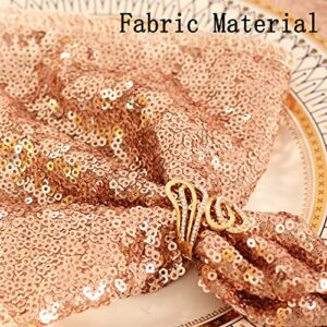 PartyDelight Rose Gold Sequin Wedding Tablecloth 50 by 50 Inch Square Polyester Sequin Overlay, Shiny Sequin Quality Tablecloth for Special Event Or Party（Rose Gold，50x50）