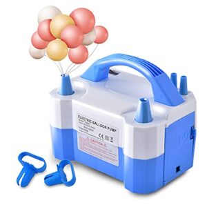 YIKEDA Electric Air Balloon Pump, Portable Dual Nozzle Electric Balloon Inflator/Blower for Party Decoration,Used to Quickly Fill Balloons - 110V 600W [Blue]