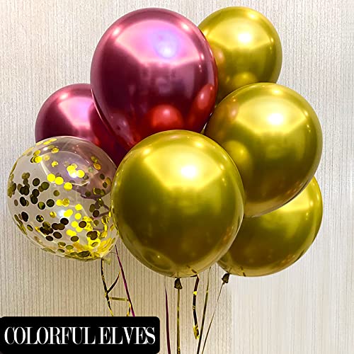 12 Inch 100 Pcs Latex Metallic Chrome Balloons Helium Shiny Thicken Balloons Party Decoration (Gold)