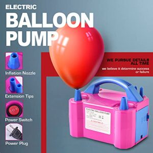 SMAYDA Electric Air Balloon Pump, Portable Dual Nozzle Electric Balloon Inflator/Blower for Party Decoration - 110V 600W [Rose Red]