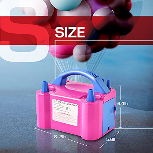 SMAYDA Electric Air Balloon Pump, Portable Dual Nozzle Electric Balloon Inflator/Blower for Party Decoration - 110V 600W [Rose Red]